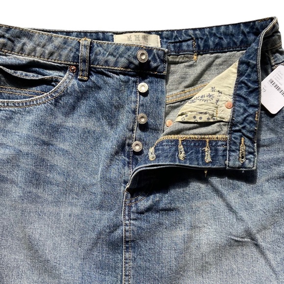 NWT Free People Denim Mini Skirt Cotton Button Fly 29 - Picture 2 of 7